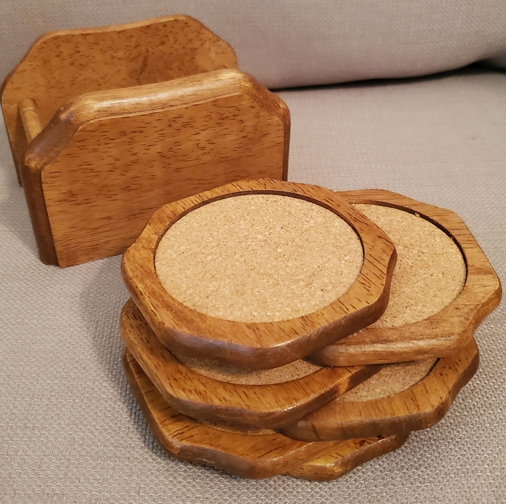 Wooden Coasters and Holder